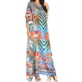 thumbnail image 3 of Sakkas Jabari Women's Maxi Short Sleeve Long Beach Kaftan Dress Boho Loose Gown - 459 - One Size, 3 of 5