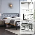 thumbnail image 4 of FOKELYI King Size Metal Bed Frame with Headboard Classic Metal Bed Frame with Bed Storage/No Box Spring Black, 4 of 5