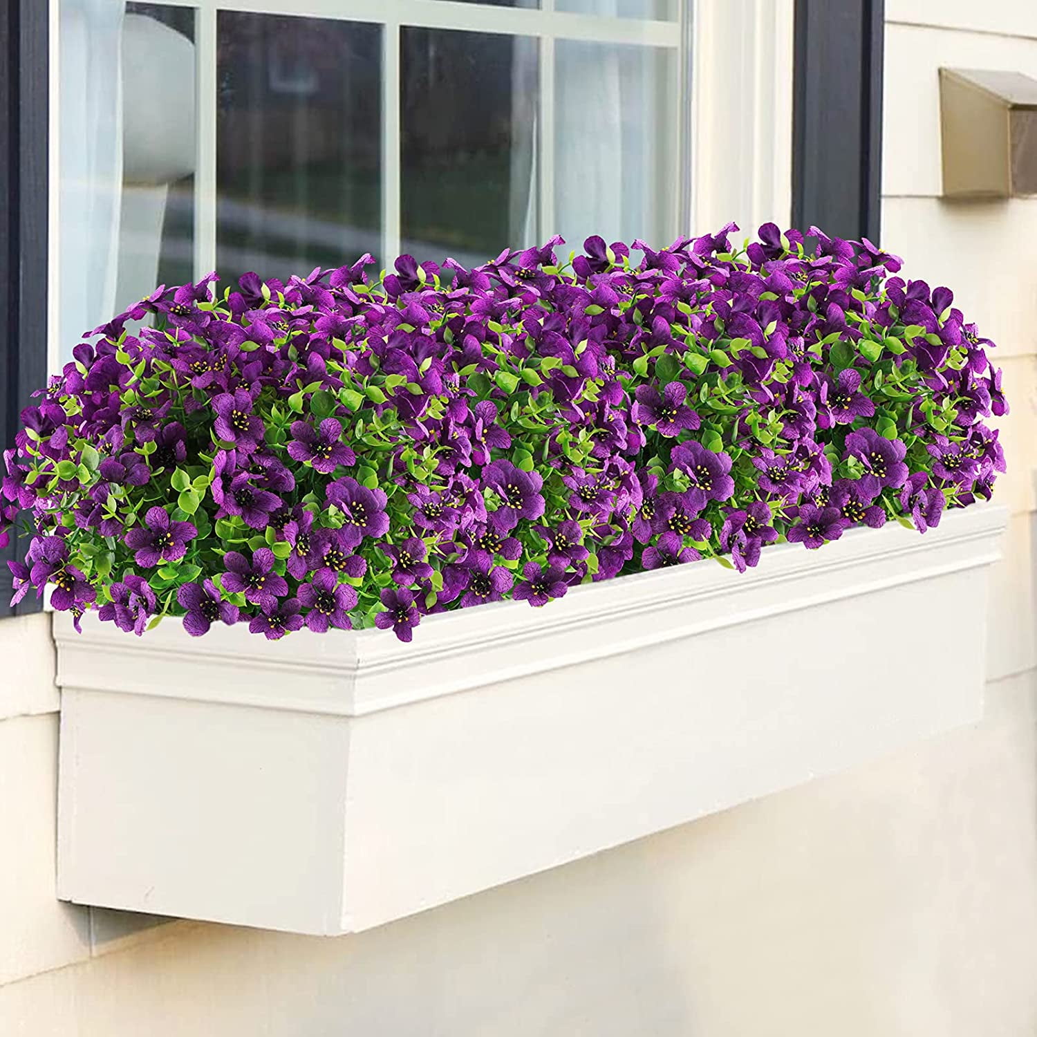 Sinhoon 6 Bundles Artificial Flowers UV Resistant Outdoor Flowers Garden Window Box Porch Home Decor (Purple)