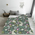 thumbnail image 5 of Honeii Retro Bunny Floral Print Fleece Blanket - Throw Blanket for Bed, Sofa, Couch, Camping, and Travel , Microplush Ultra Soft Warm Blanket-40"x30", 5 of 7
