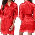 thumbnail image 2 of Women's Bathrobe Sexy Lace Sleepwear Satin Nightwear Soft Lingerie Pajamas Suit, 2 of 2