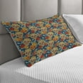 thumbnail image 2 of Sugar Skull Quilted Pillowcover, Skulls Diamond Shapes in Eyes Roses Bouquets Colorful Pattern Print, Standard King Size Accent Pillow Cover for Bedroom, 36" x 20", Multicolor, by Ambesonne, 2 of 2