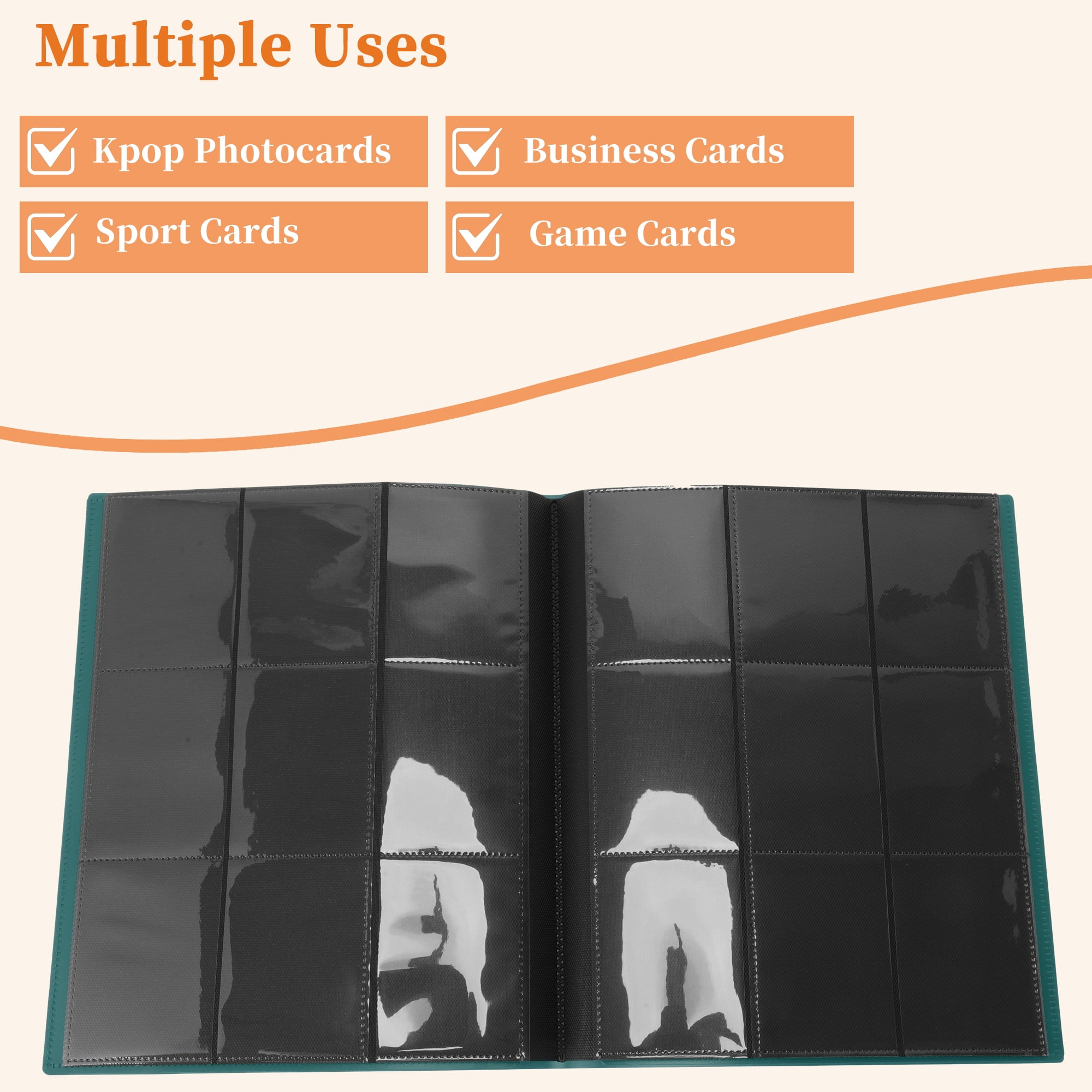 Unique Bargains Card Binder with 9 Pockets and 20 Pages ["Peacock Green"]
