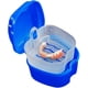 thumbnail image 1 of Estuche para baño para dentaduras postizas, con contenedor de red colgante, color azul oscuro., 1 of 5
