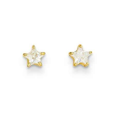 star zirconia earrings cubic 4mm 14k stud shaped gold