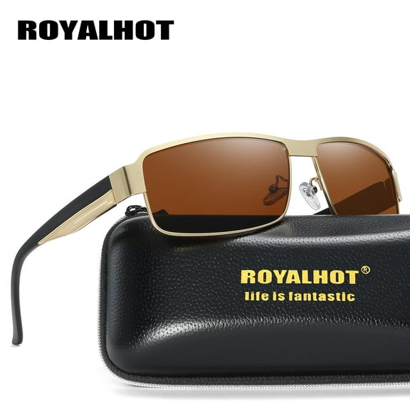 RoyalHot Unisex Rectangular Metal Polarized Fashion Driving Sunglasses