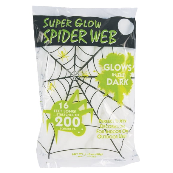 Decoración Fun World con telaraña que brilla en la oscuridad, 4,9 m de largo