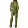 thumbnail image 6 of Pajamas For Women Leopard Print Loungewear Set Crew Neck Long Sleeve Top And Drawstring Wide Leg Pants Two Piece Pajama Set, 6 of 6
