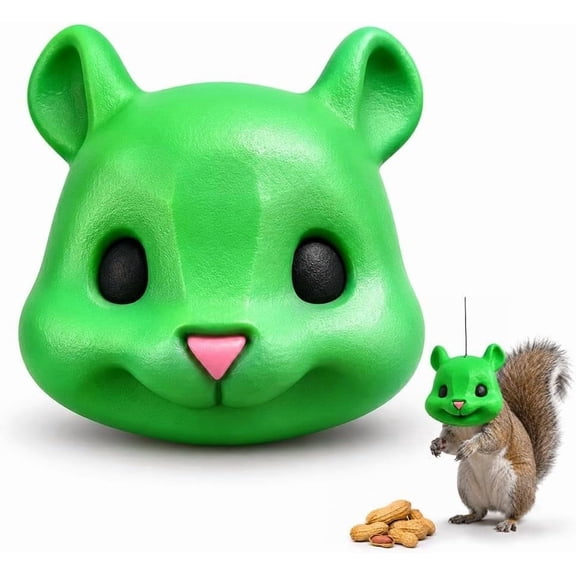 YAMB Outdoor Hanging Squirrel Feeder, 5.9" Weather-Resistant Patio Balcony Garden Nut Feeding Station, Tool-Free Hook Mount Wildlife Feeder for Backyard Nature Observation, Green