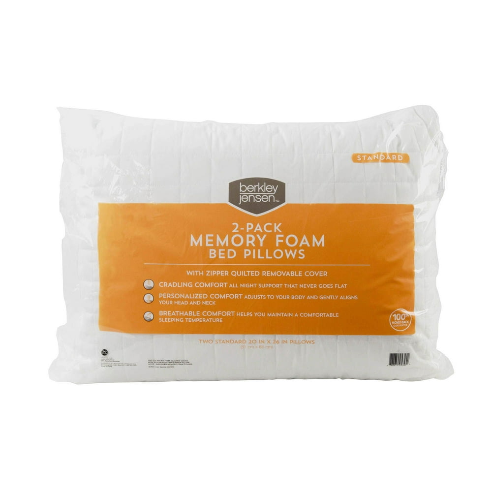 Berkley Jensen Standard-Size Memory Foam Pillow, 2 pk. - Walmart.com ...