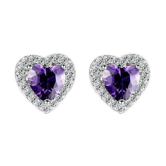 VOLALO 925 Sterling Silver Stud Earrings Birth Cubic Zircon Fashion Jewelry For Women
