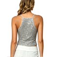 thumbnail image 3 of BODOAO Women's Sequin Halter Crop Top Sleeveless Sparkly Tank Shirt, Slim Fit Shimmer Camisole for Party Club Night Out Concert Festival Rave Outfits White M, 3 of 4