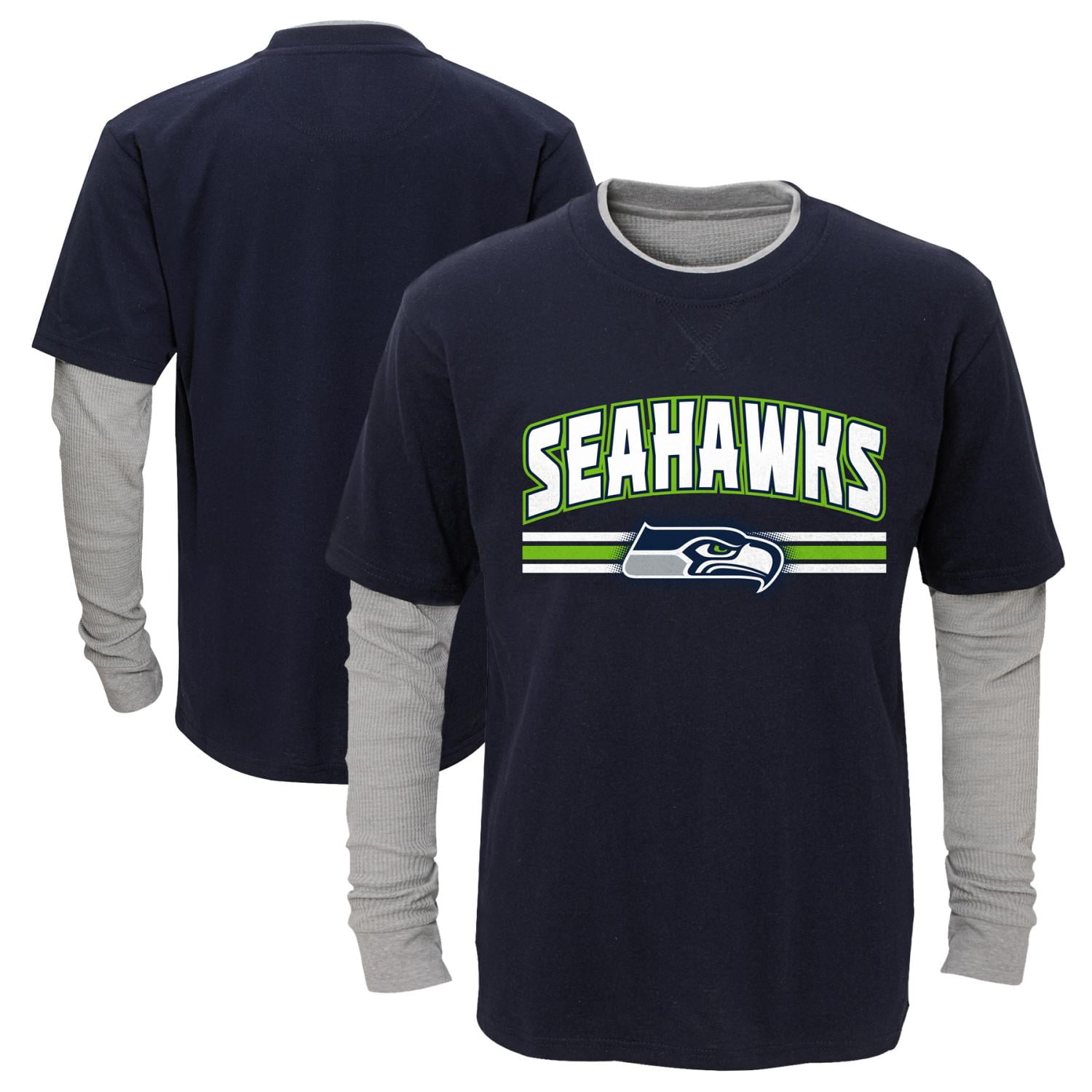 Seattle Seahawks Youth NFL "Bleachers" L S Faux Layer Thermal Shirt by Outerstuff