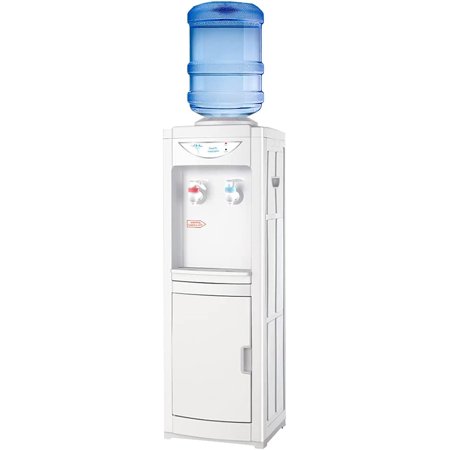 Water Dispenser,Top Loading Hot & Cold Water Cooler 5 Gallon Water Dispenser.Child Safety Lock, Storage Cabinet and Anti-Scalding Design, for Indoor Home Office(White)