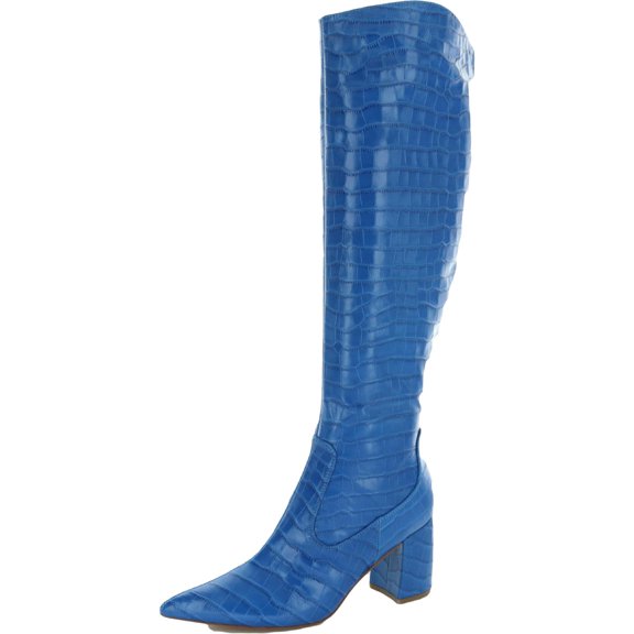 Marc Fisher Womens Retie 4 Leather Over-The-Knee Boots Blue 8.5 Medium (B,M)