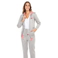 thumbnail image 5 of Women Athletic Fleece Sweatsuit Tracksuit Activewear Stripe-Patch Gray Small, 5 of 8