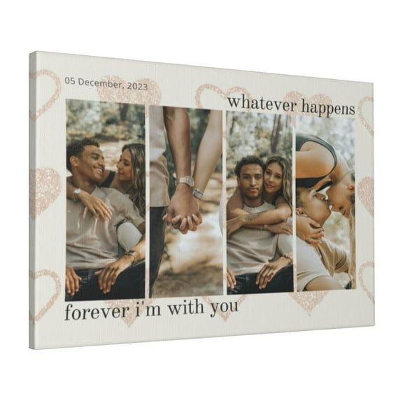 Custom Canvas Prints Beige Minimalist Romantic Love Couple Personalized Photo Image Collage DIY Framed Kit Wall Art Picture Room Decor 16x20 inch