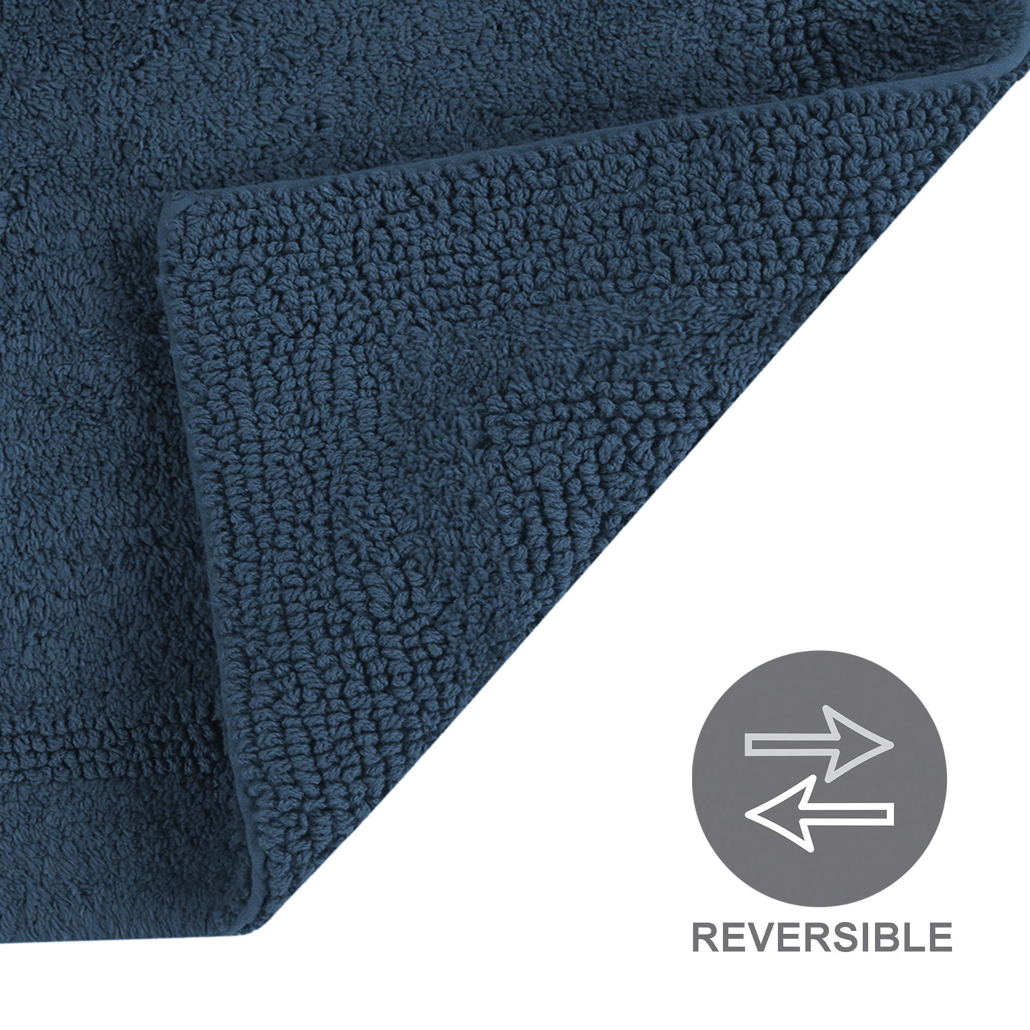 Better Homes & Gardens Cotton Reversible Bath Rug, Nimbus Blue, 17 in x 24 in