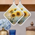 thumbnail image 2 of Sunflower Pot Holders for Kitchen Heatproof Potholder, 3 Pack Watercolor Yellow Floral Botanical Hot Pads Multipurpose Oven Pads Cloth Potholders Trivet for Cooking Baking, 2 of 8