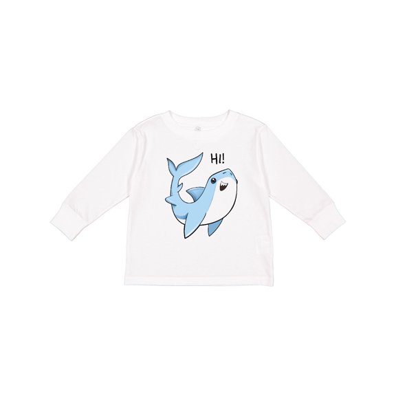Inktastic Hi- cute shark Boys or Girls Long Sleeve Toddler T-Shirt