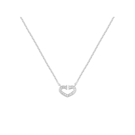 Cartier C Heart Diamond Ladies Necklace 18K White Gold 0.09cttw