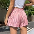 thumbnail image 4 of Women's Striped Print Shorts High Waisted Elastic Waist Wide Leg Loose Casual Shorts L, 4 of 9