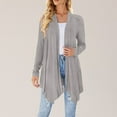 thumbnail image 2 of Women Fashion Long Sleeve Cardigan Autumn Lightweight Open Front Draped Mid Long Asymmetric Coat, 2 of 2
