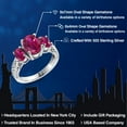 thumbnail image 2 of Gem Stone King 925 Sterling Silver Red Created Ruby 3 Stone Ring for Women (3.00 Cttw, Oval 9X7MM, Gemstone July Birthstone, Size ), 2 of 6