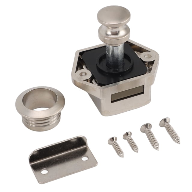 Push Button RV Cabinet Lock, Zinc Alloy RV Cabinet Lock Pearl Nickel Appearance Great Durability for Other Furniture