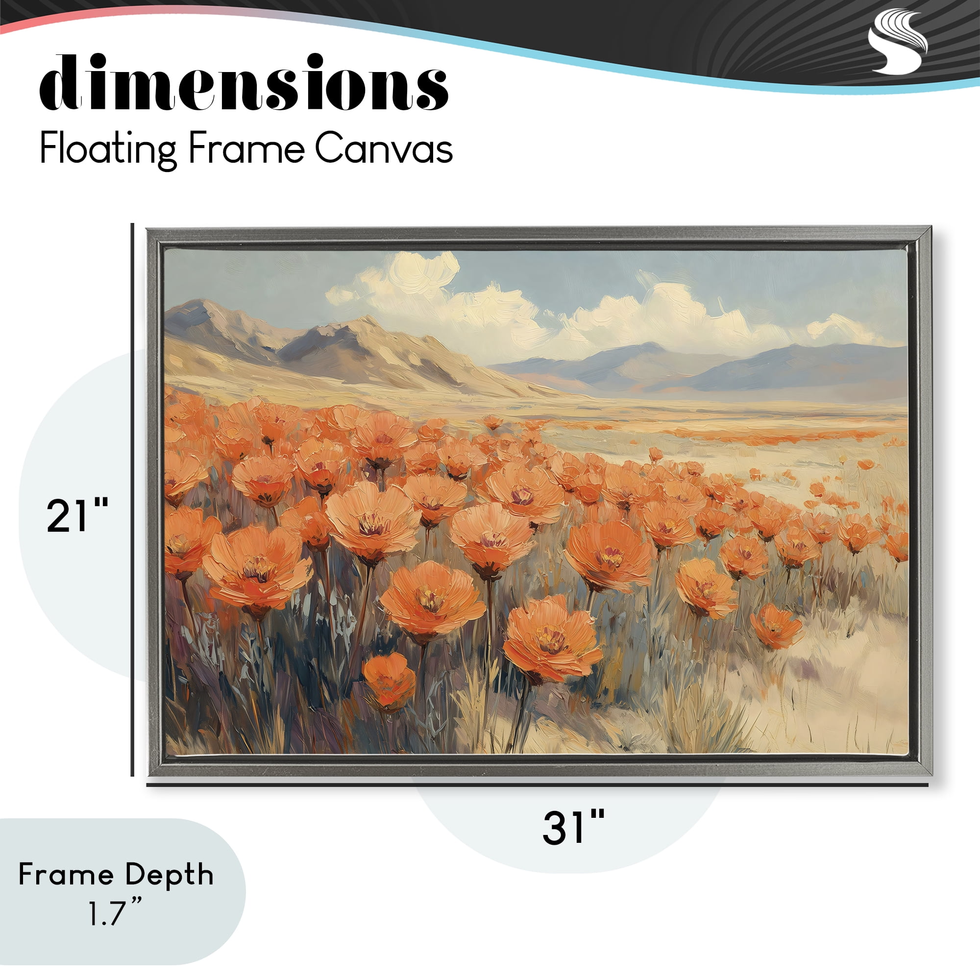 Stupell Industries Desert Poppies in Valley Gray Framed Floater Canvas Wall Art, design by Gina Kelly