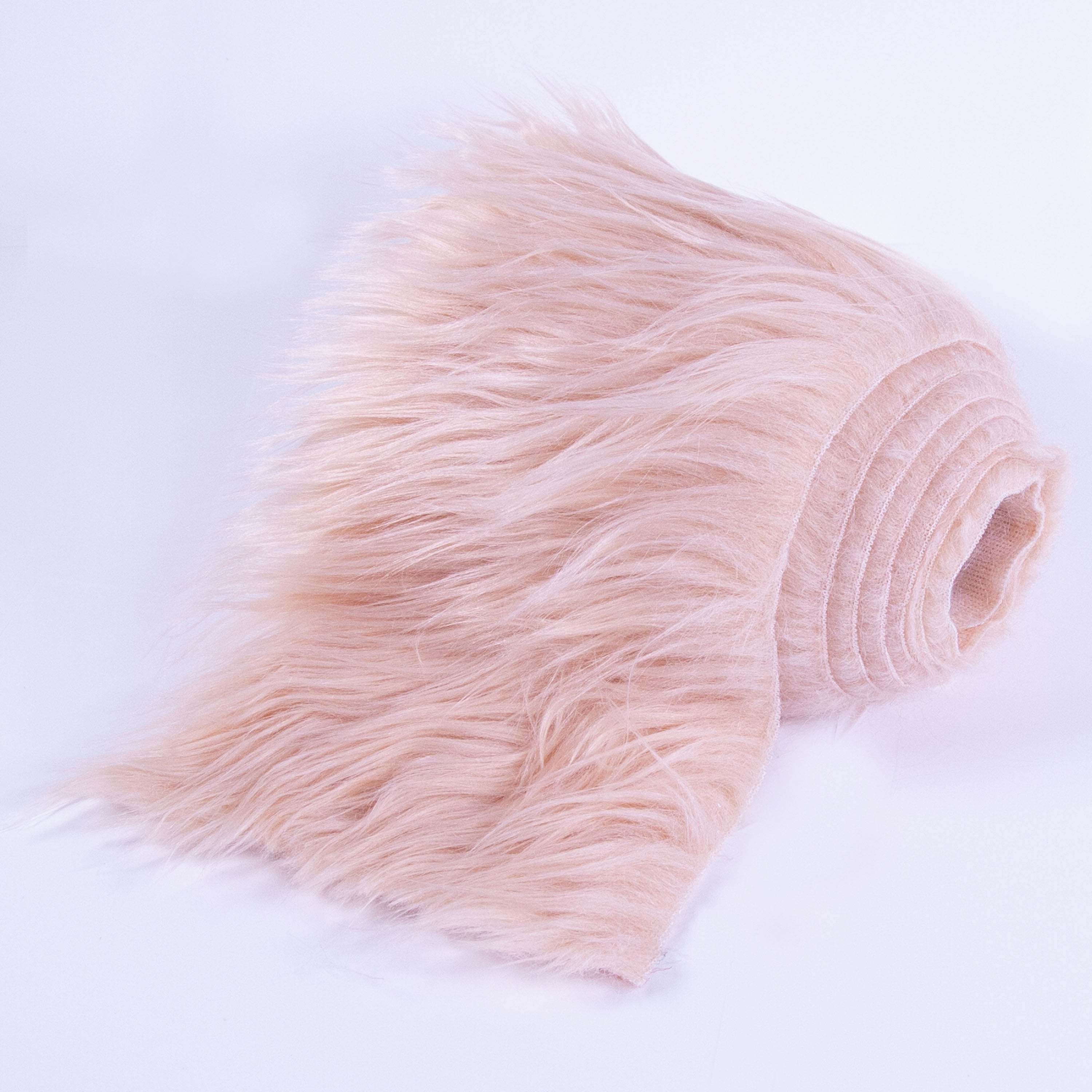 FabricLA Shaggy Faux Fur Fabric Trim 60 x 2 inch Ribbon - Peach ...