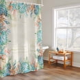 thumbnail image 4 of Summer Starfish Coral Shower Curtain, Watercolor Seaweed Ocean Retro Waterproof Shower Curtain Set with 12 Hooks Lightweight Bath Curtains Fabric Bathroom Decor 72x84 Inches, 4 of 9