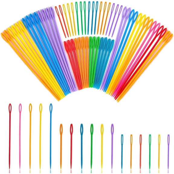 100PCS Plastic Needles for Kids, Large Eye Yarn Needles Kids Colorful Weaving Needles for DIY Stitchery Plastic Sewing Needles Tapestry