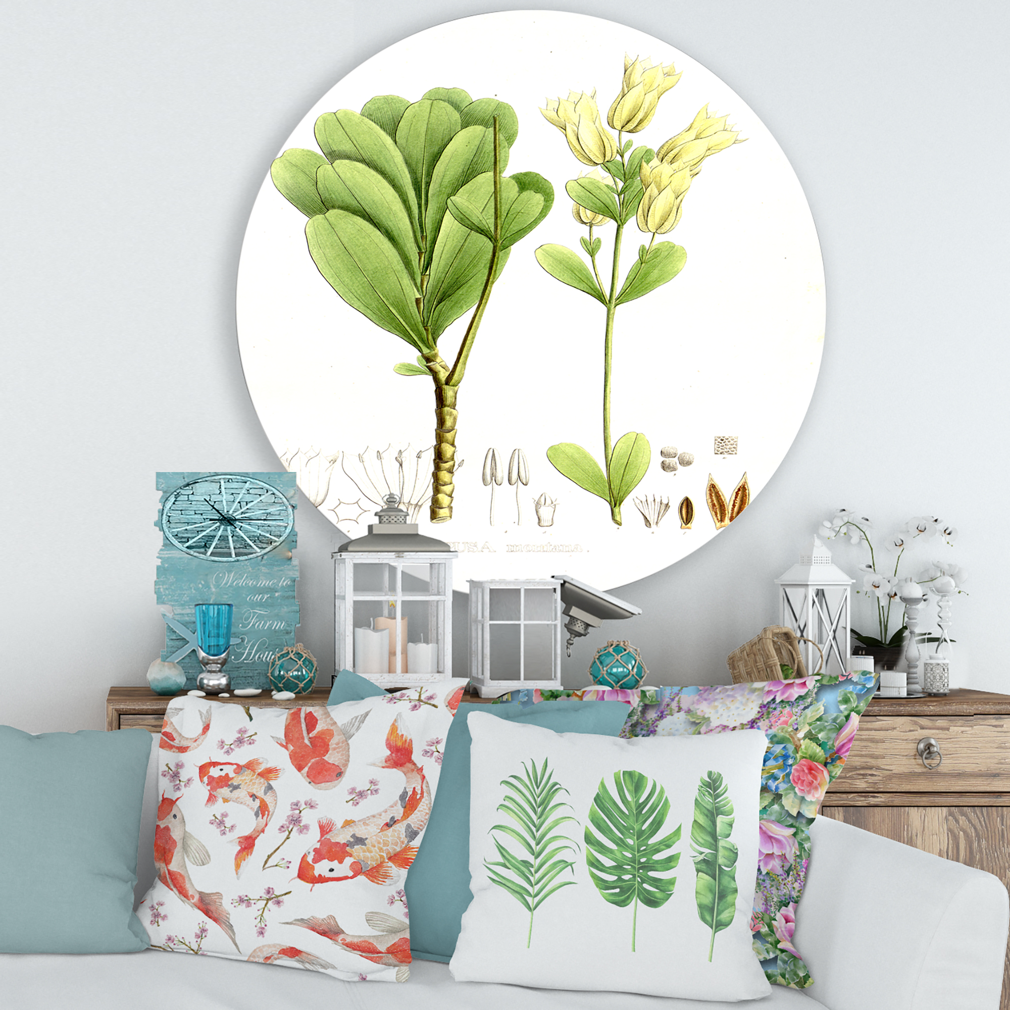 Designart 'Ancient Brazilian Plant III' Traditional Circle Metal Wall Art 29x29 - Disc of 29