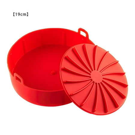 

Air Fryer Pot Silicone 2-in-1 Household Baking Air Fryer Pan Basket with Removable Base Large