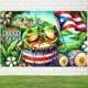 thumbnail image 4 of Bandera de rana coquí de Puerto Rico, telón de fondo para decoración de fiestas, fondo para fotografía de fiestas, 71 x 43 pulgadas, letrero para porche interior y exterior para cumpleaños, 4 of 8