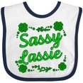 thumbnail image 3 of Inktastic Sassy Lassy with Green 4 Leaf Clovers Boys or Girls Baby Bib, 3 of 4