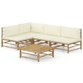 thumbnail image 1 of vidaXL 5 Piece Garden Lounge Set with Cream White Cushions Bamboo, 1 of 5