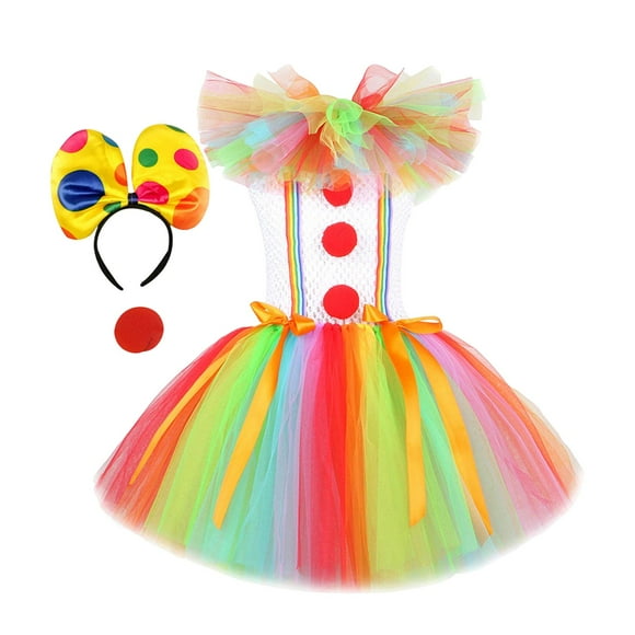 Disfraz de payaso sin mangas para niñas con diadema para Halloween, carnaval, cosplay Talla 3XL