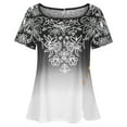 thumbnail image 4 of DPTALR Woman Causal Printing Blouse Short Sleeve T-Shirt Summer Button Tops, 4 of 8