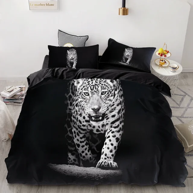 3PCS Wolf Tiger Lion Animal Pattern Bedding Sets Home Bedclothes Super King Cover Pillowcase Comforter Polyester Bedding Set
