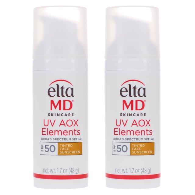 EltaMD Protector Solar Facial Mineral con Color UV AOX Elements FPS 50, Paquete de 2 de 1,7 oz