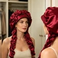 thumbnail image 3 of Extra Long Satin Bonnet for Braids Dreadlocks Curly Hair Large Silk Sleep Cap Adjustable Soft Hair Protection Wrap for Women Night Sleeping, 3 of 5