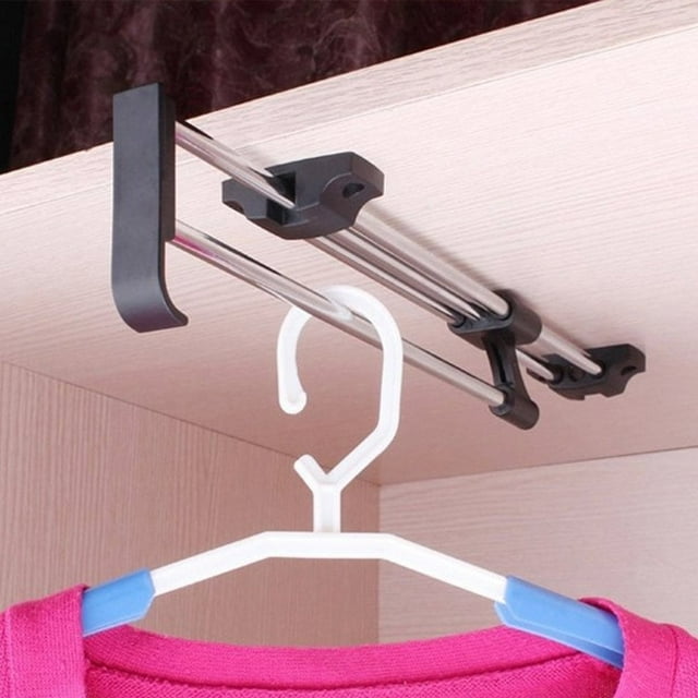 Barra retráctil extraíble para armario, resistente, de 40 cm/15,7 pulgadas, ideal para organizar armarios, cromo pulido.