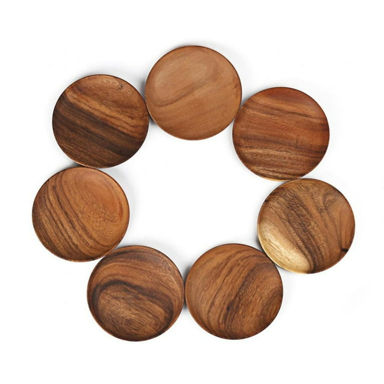 Acacia Wood Dinner Plates, Inch Small Round Wood Plates, Easy