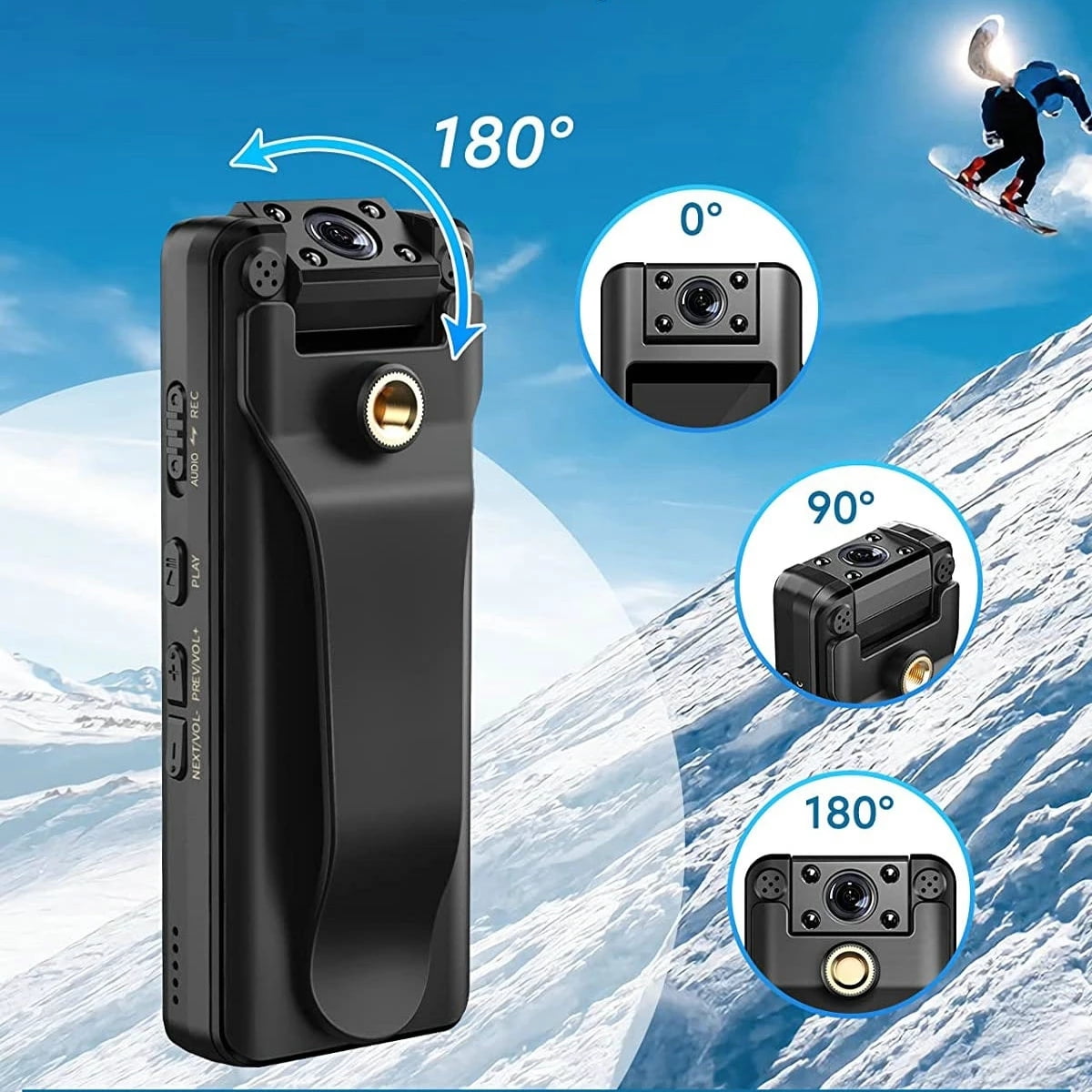 Telele 64GB Small Body Camera Mini Camera HD 1080P Camcorder Recording Infrared LCD Screen DVR DV Audio Video Record Support