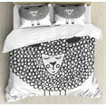 thumbnail image 1 of Grey and White King Size Duvet Cover Set, Monochrome Sheep with Doodle Design Farm Animal Illustration, Decorative 3 Piece Bedding Set with 2 Pillow Shams, Charcoal Grey and White, by Ambesonne, 1 of 3