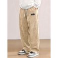 thumbnail image 4 of Mens Corduroy Casual Pants Fashion Loose Fit Wide Leg Straight Sweatpants Elastic Waist Drawstring Khaki XS, 4 of 9
