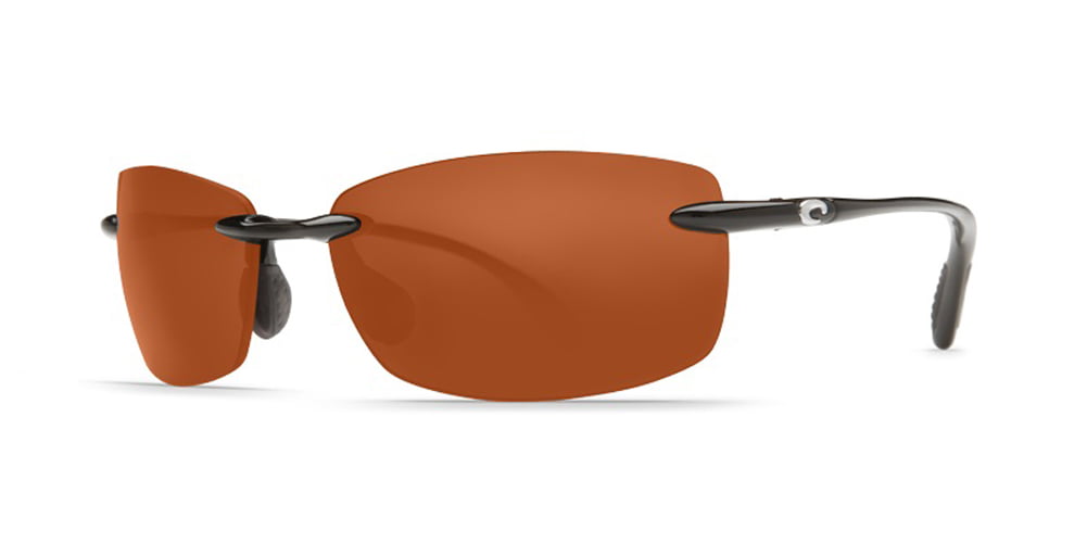 Costa Del Mar Men's Ballast Polarized Rectangular Sunglasses, Shiny  Black/Grey Polarized-580P, 60 mm + 0 