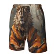 thumbnail image 4 of Balery Jungle Meditating Lion Traje de Baño Estilo Hawaiano para Hombre, Shorts de Secado Rápido con Bolsillos-3X-Large, 4 of 6